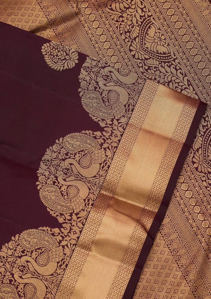 Wine Zariwork Silk Saree-koskii