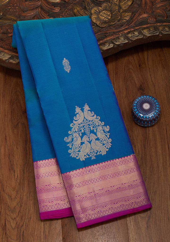 Blue Zariwork Silk Saree-koskii