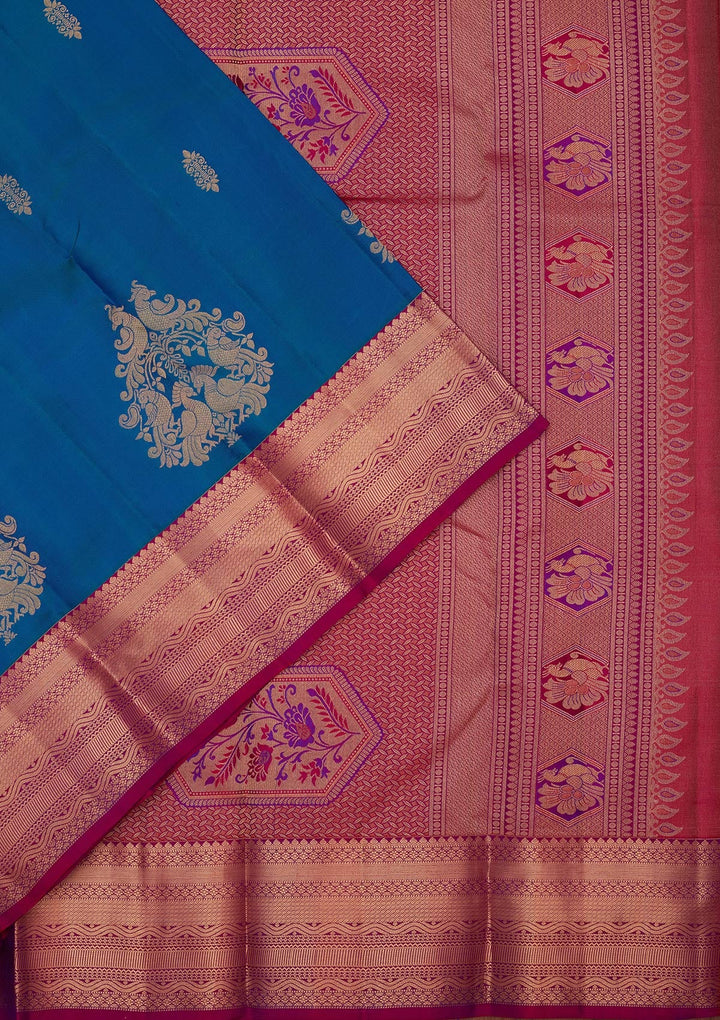 Blue Zariwork Silk Saree-koskii