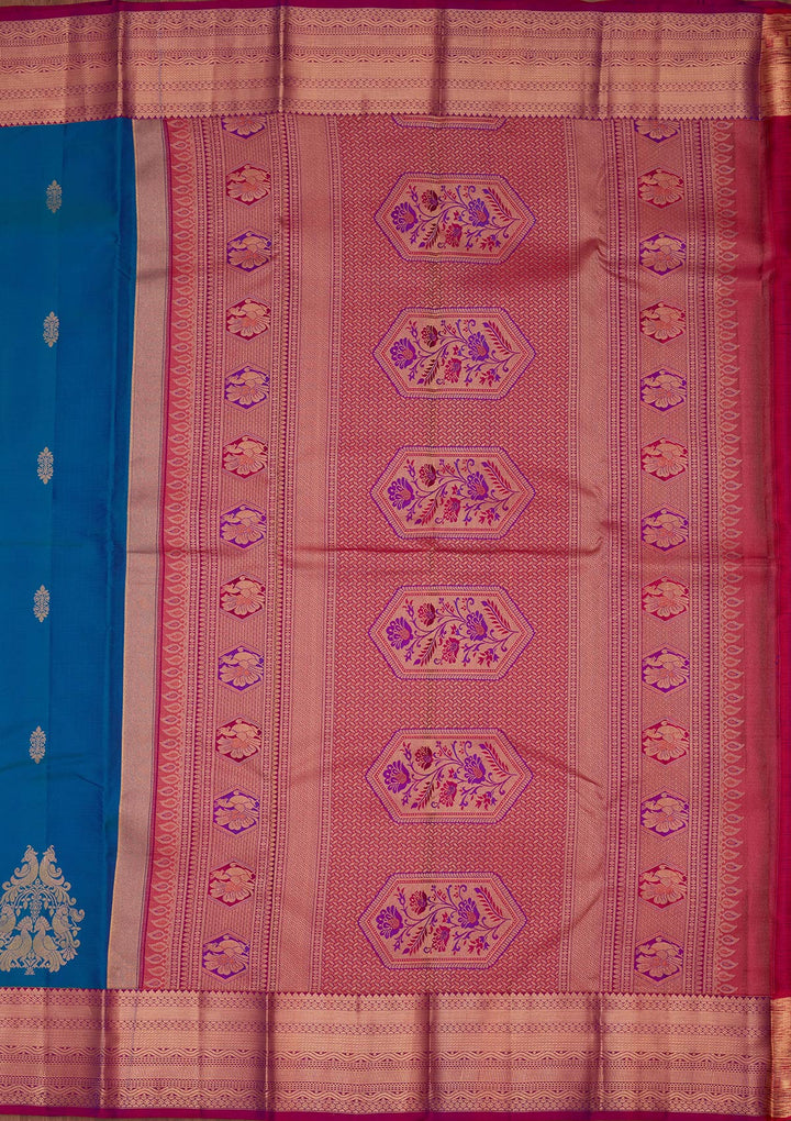 Blue Zariwork Silk Saree-koskii