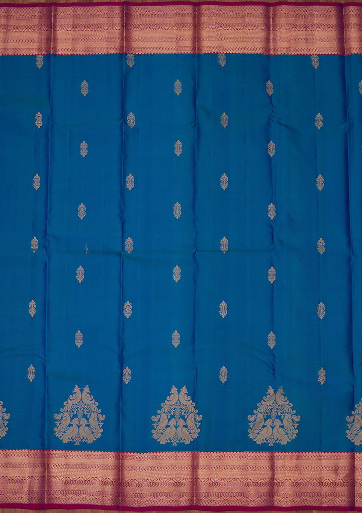Blue Zariwork Silk Saree-koskii
