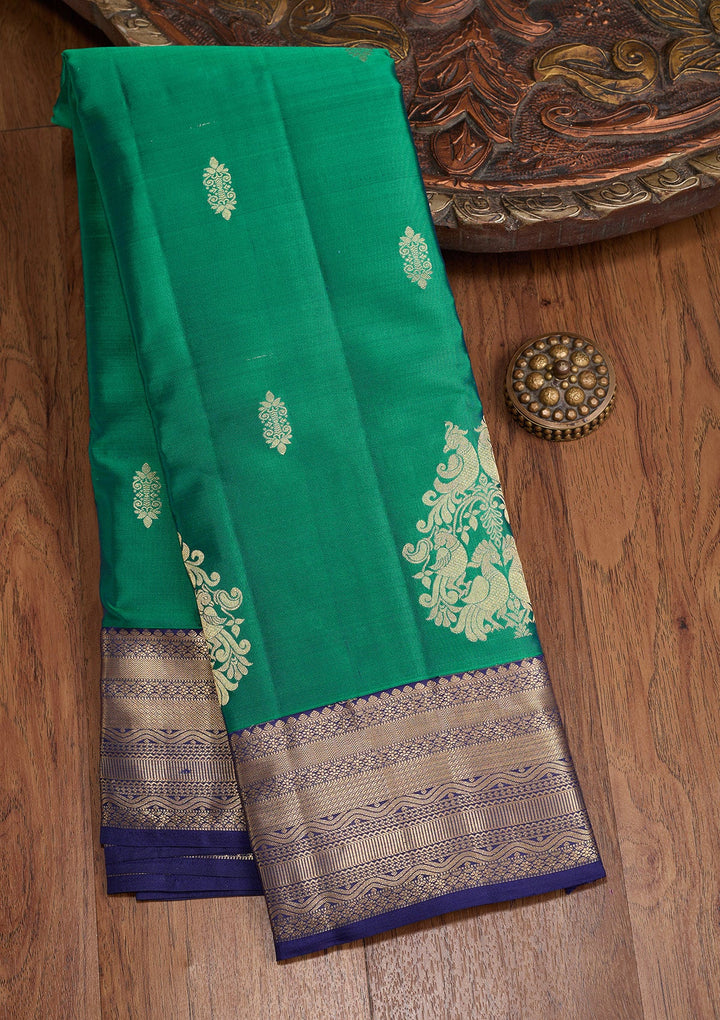Parrot Green Zariwork (Gold) Silk Silk_Saree