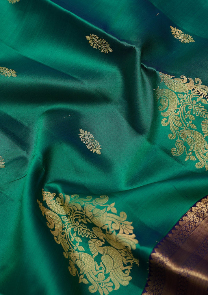 Parrot Green Zariwork (Gold) Silk Silk_Saree
