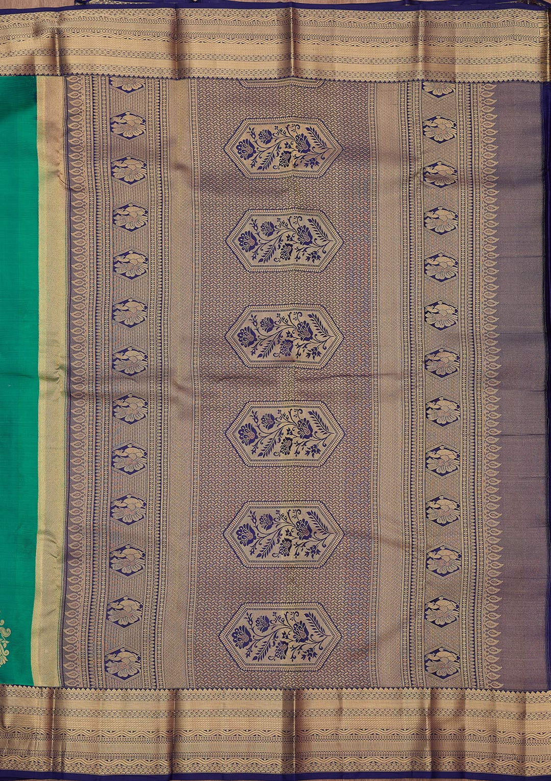 Parrot Green Zariwork (Gold) Silk Silk_Saree