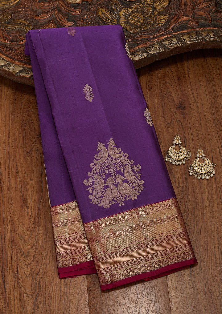 Purple Zariwork Silk Saree-koskii