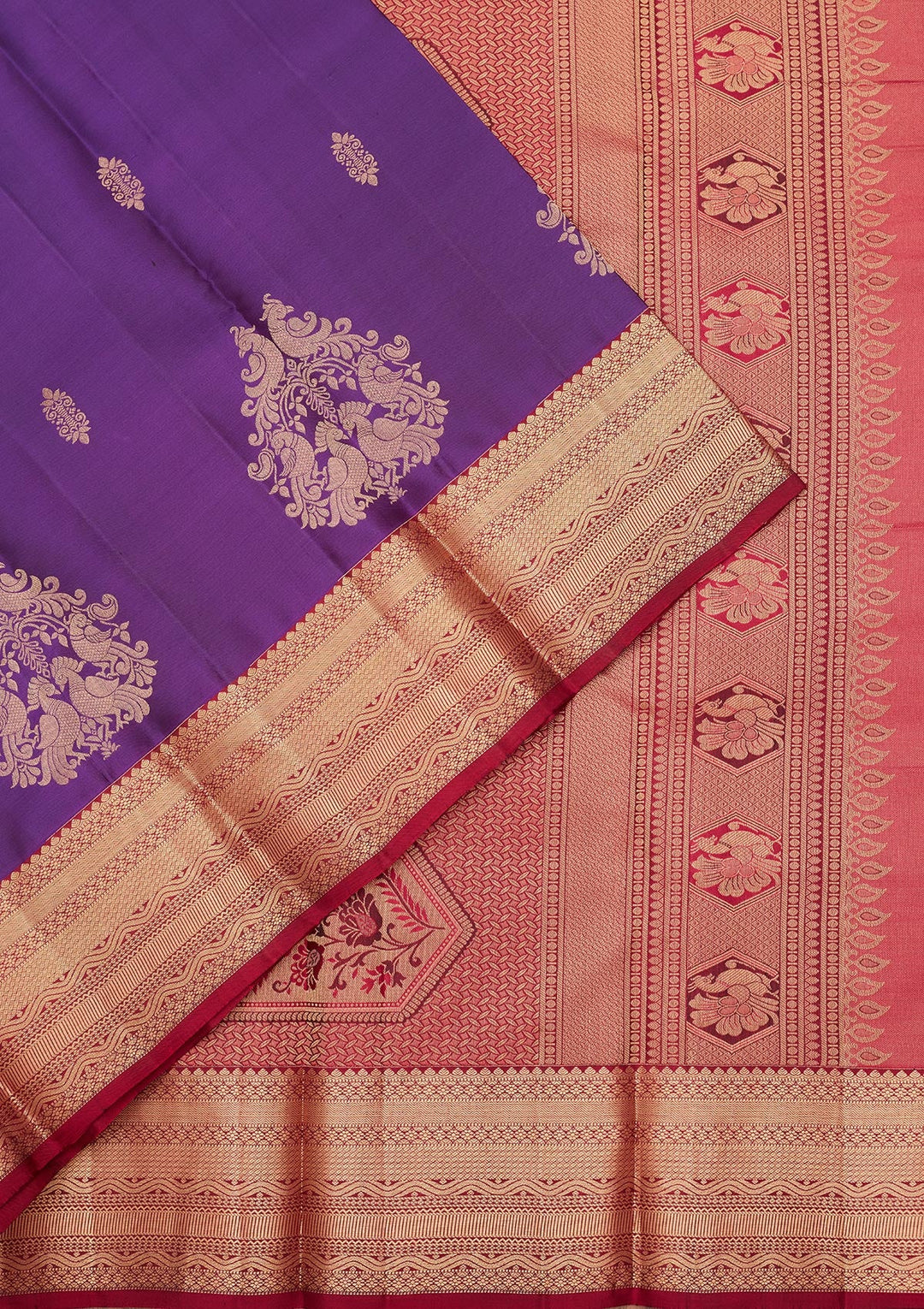 Purple Zariwork Silk Saree-koskii