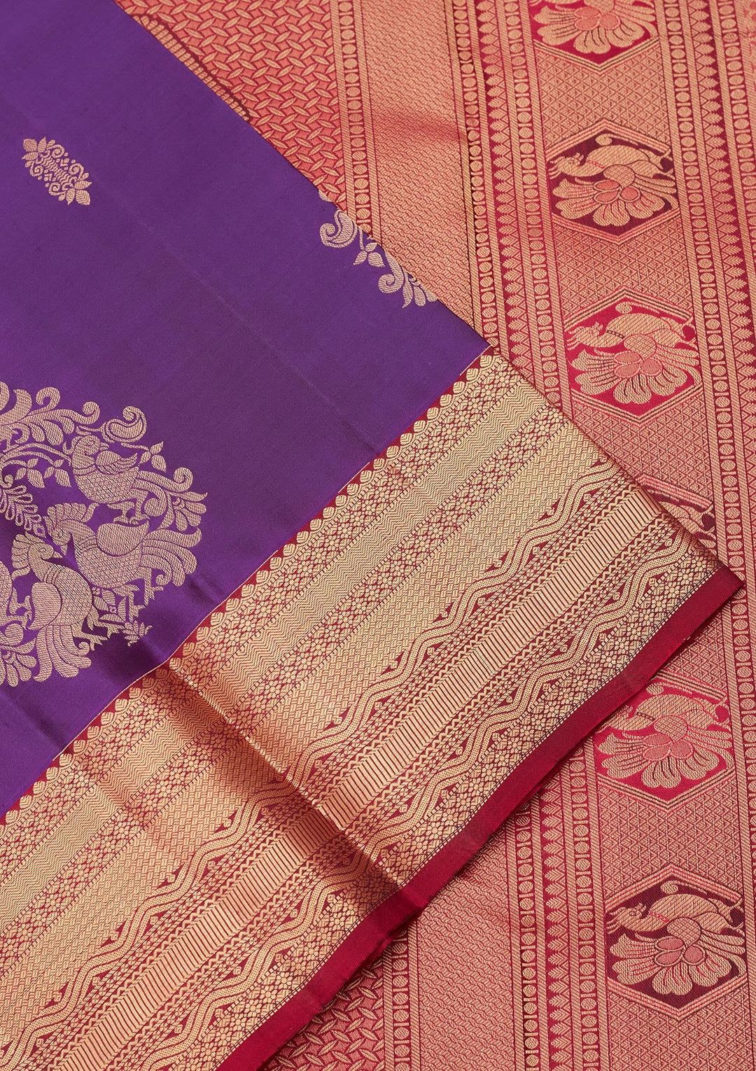 Purple Zariwork Silk Saree-koskii