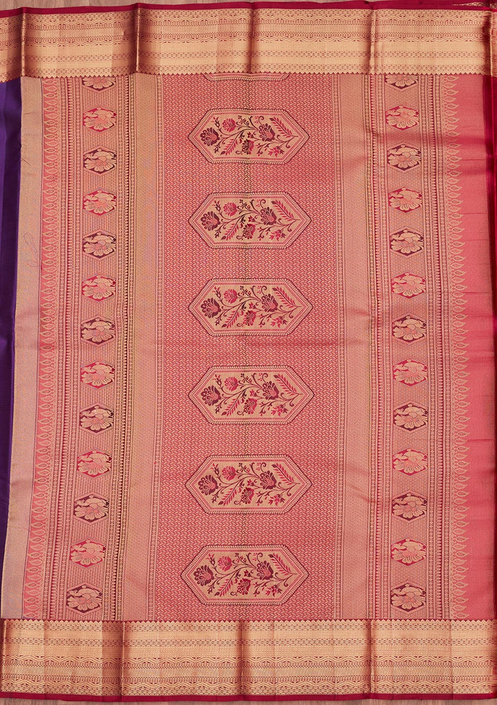 Purple Zariwork Silk Saree-koskii