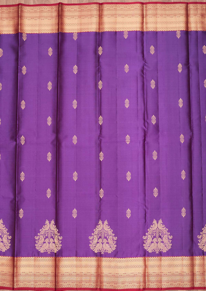Purple Zariwork Silk Saree-koskii