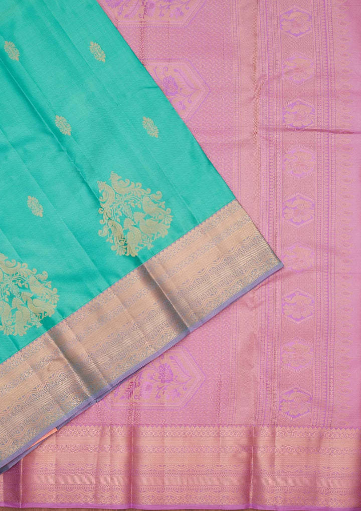 Sea Green Zariwork Silk Saree-koskii