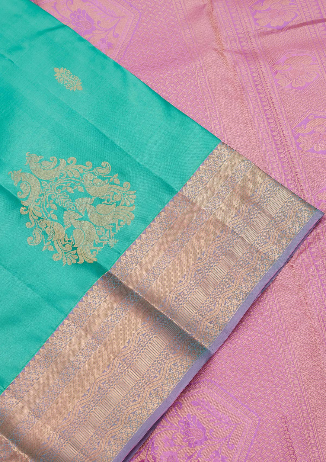 Sea Green Zariwork Silk Saree-koskii