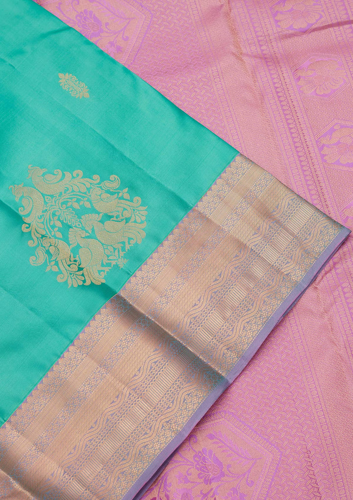 Sea Green Zariwork Silk Saree-koskii