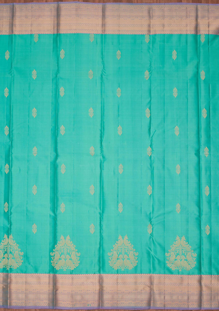 Sea Green Zariwork Silk Saree-koskii