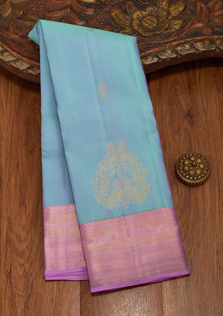 Sky Blue Zariwork Silk Saree-koskii