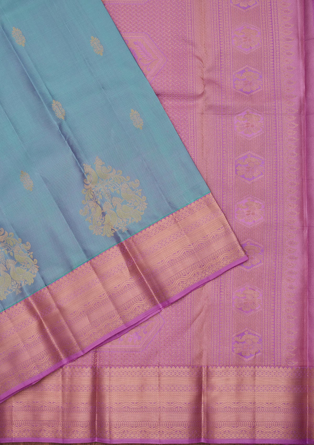 Sky Blue Zariwork Silk Saree-koskii
