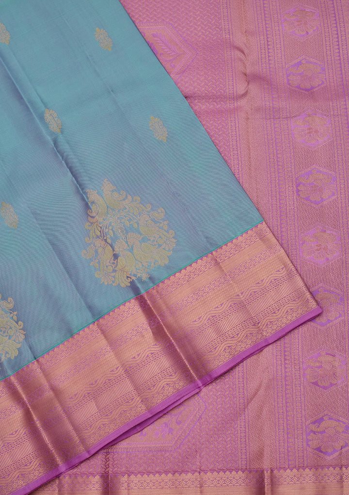 Sky Blue Zariwork Silk Saree-koskii