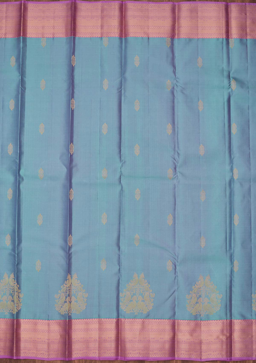 Sky Blue Zariwork Silk Saree-koskii