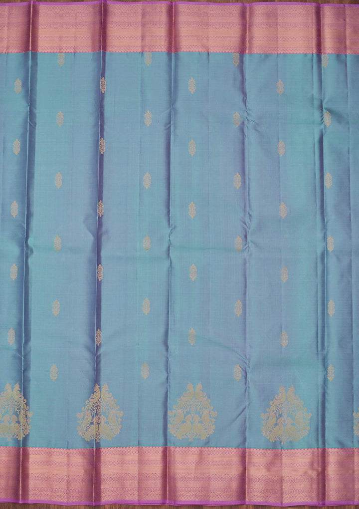 Sky Blue Zariwork Silk Saree-koskii