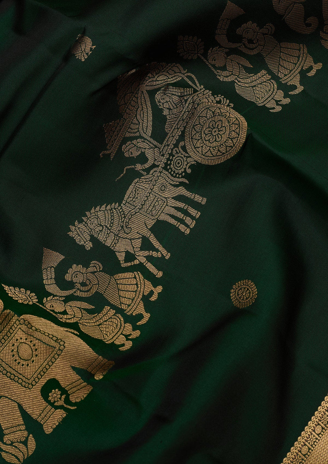 Bottle Green Zariwork (Gold) Silk Silk_Saree