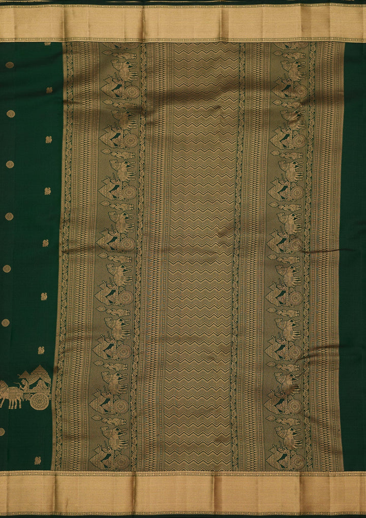 Bottle Green Zariwork (Gold) Silk Silk_Saree