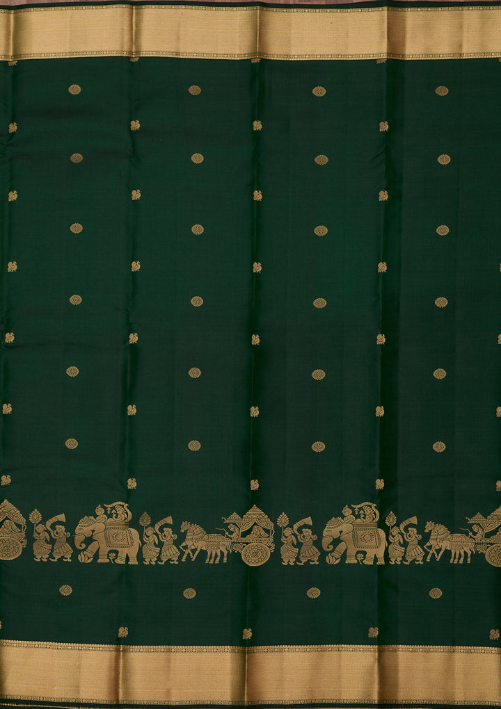 Bottle Green Zariwork (Gold) Silk Silk_Saree