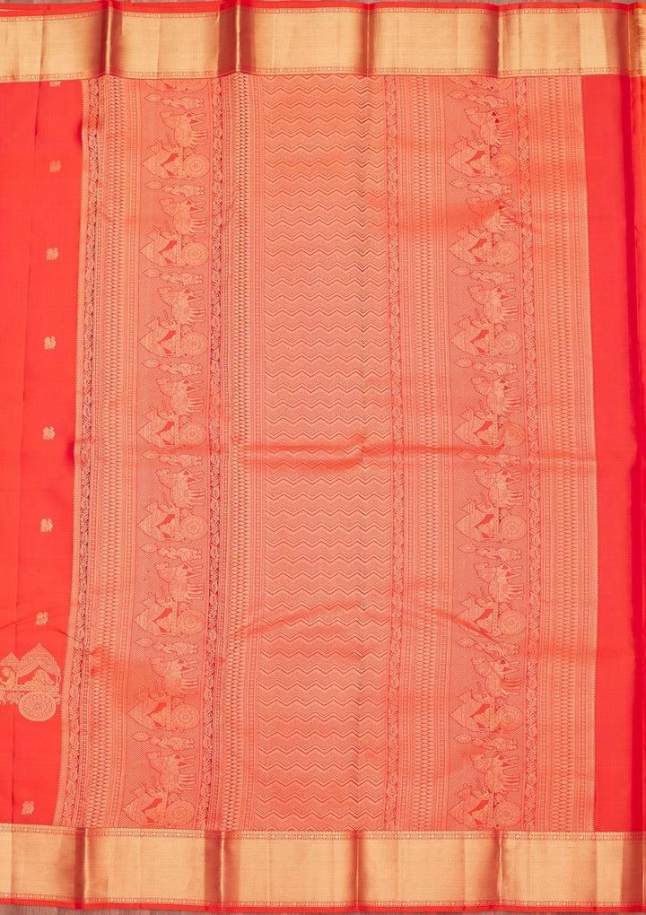 Orange Zariwork Pure Silk Saree-koskii