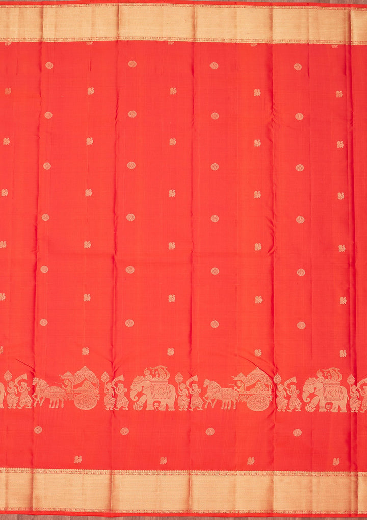 Orange Zariwork Pure Silk Saree-koskii