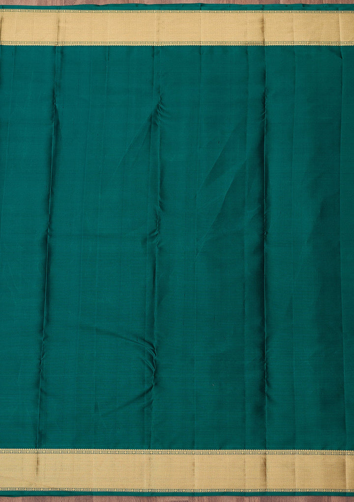 Peacock Blue Zariwork (Gold) Silk Silk_Saree