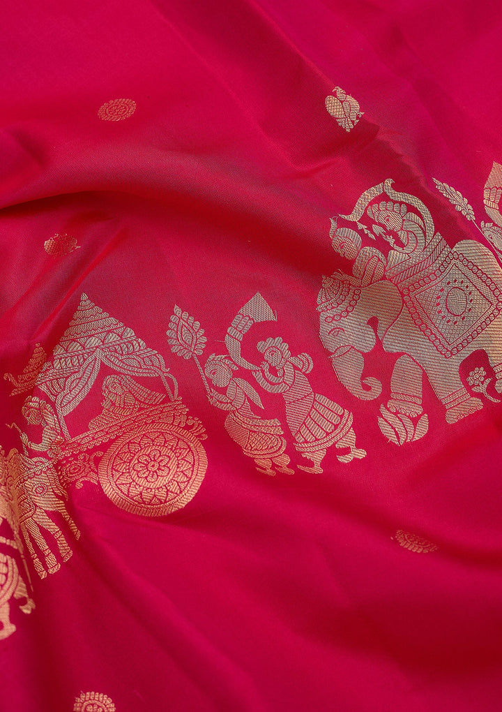 Rani Pink Zariwork (Gold) Silk Silk_Saree