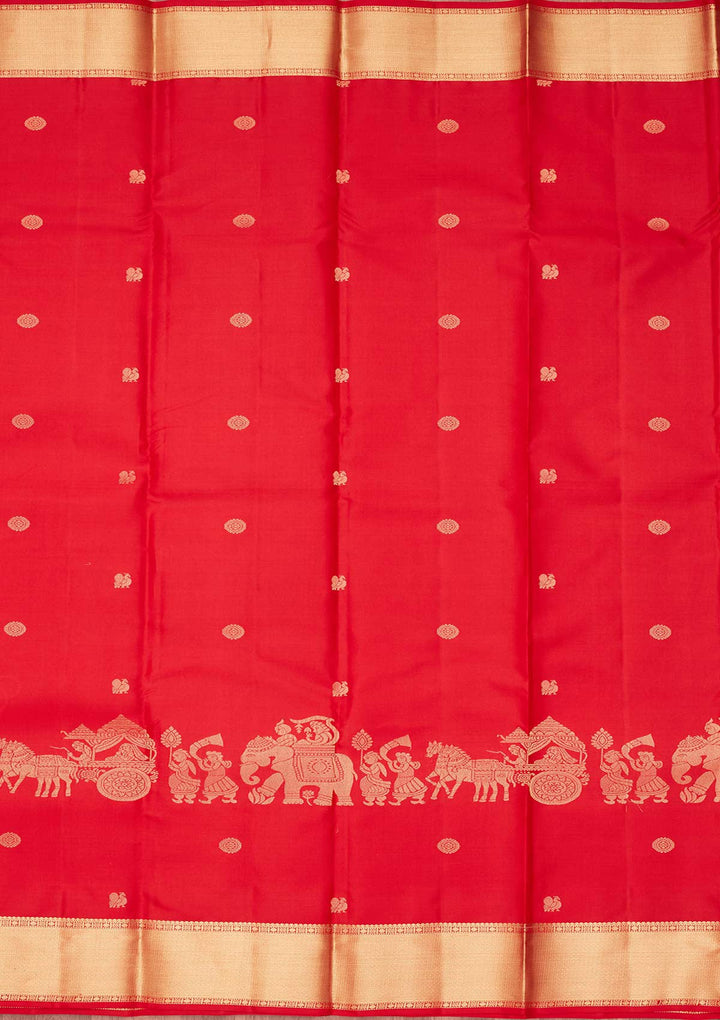 Red Zariwork Pure Silk Saree-koskii