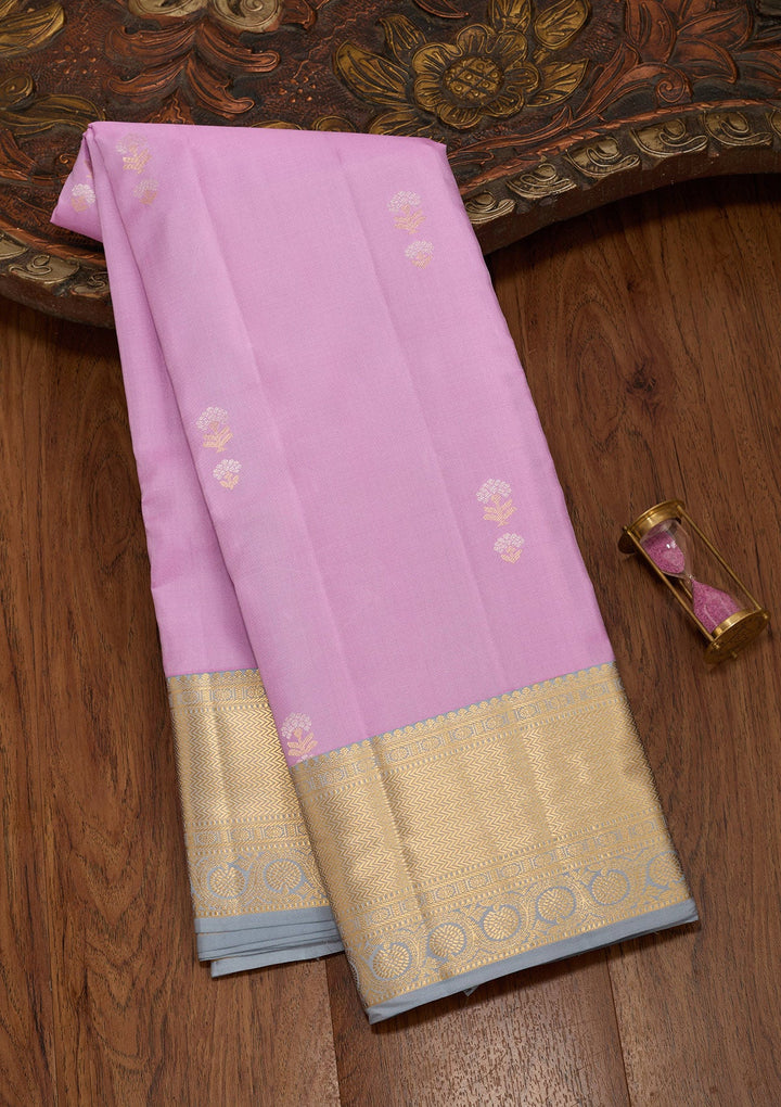 Lavender Zariwork Pure Silk Saree-koskii