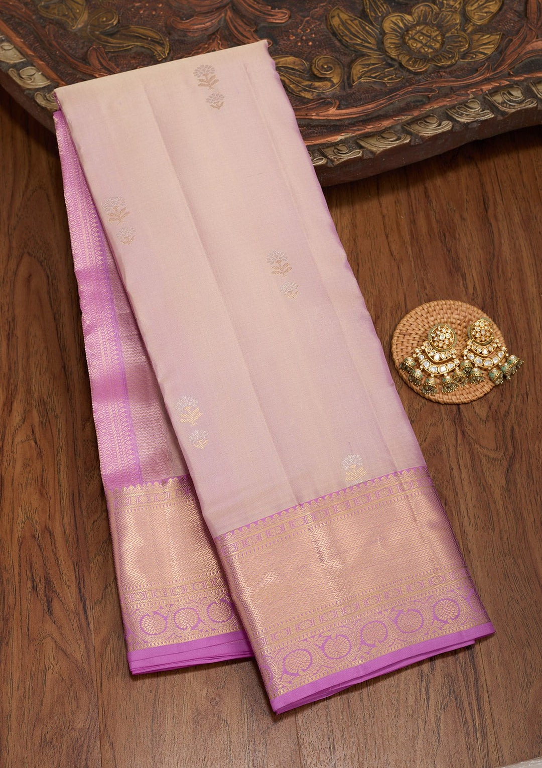 Light Lavender Zariwork Pure Silk Saree-koskii