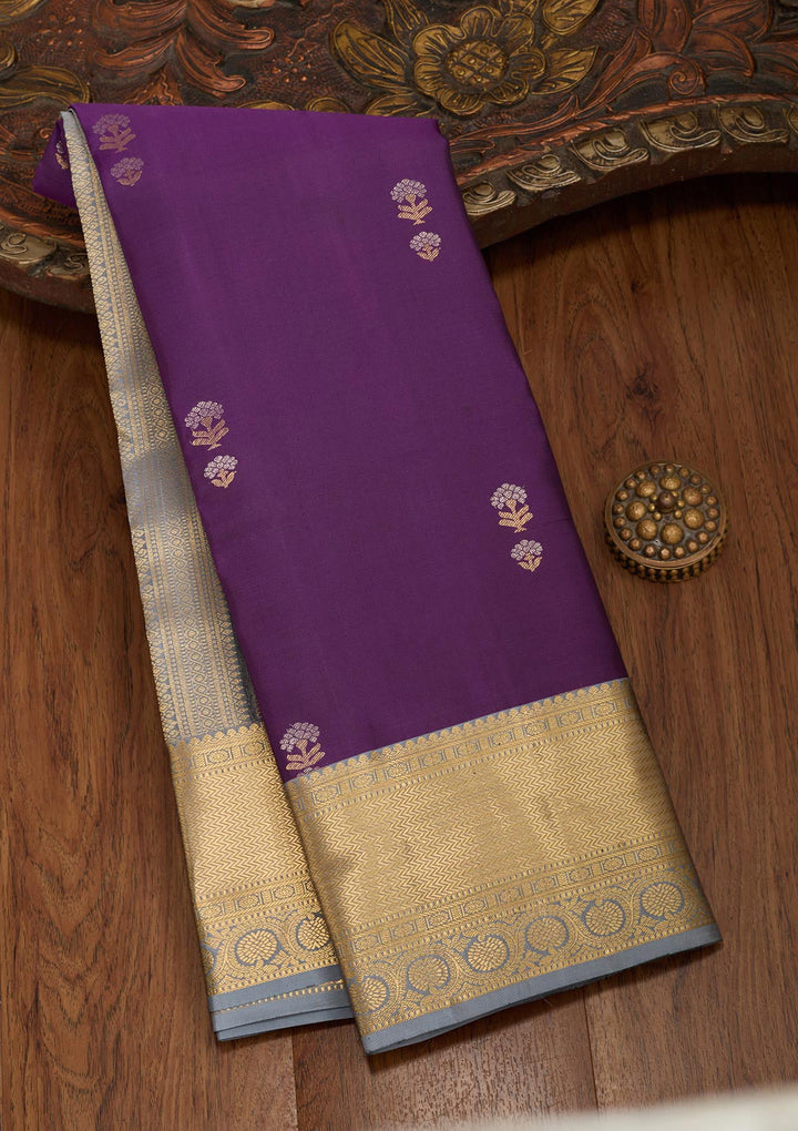 Purple Zariwork Pure Silk Saree-koskii