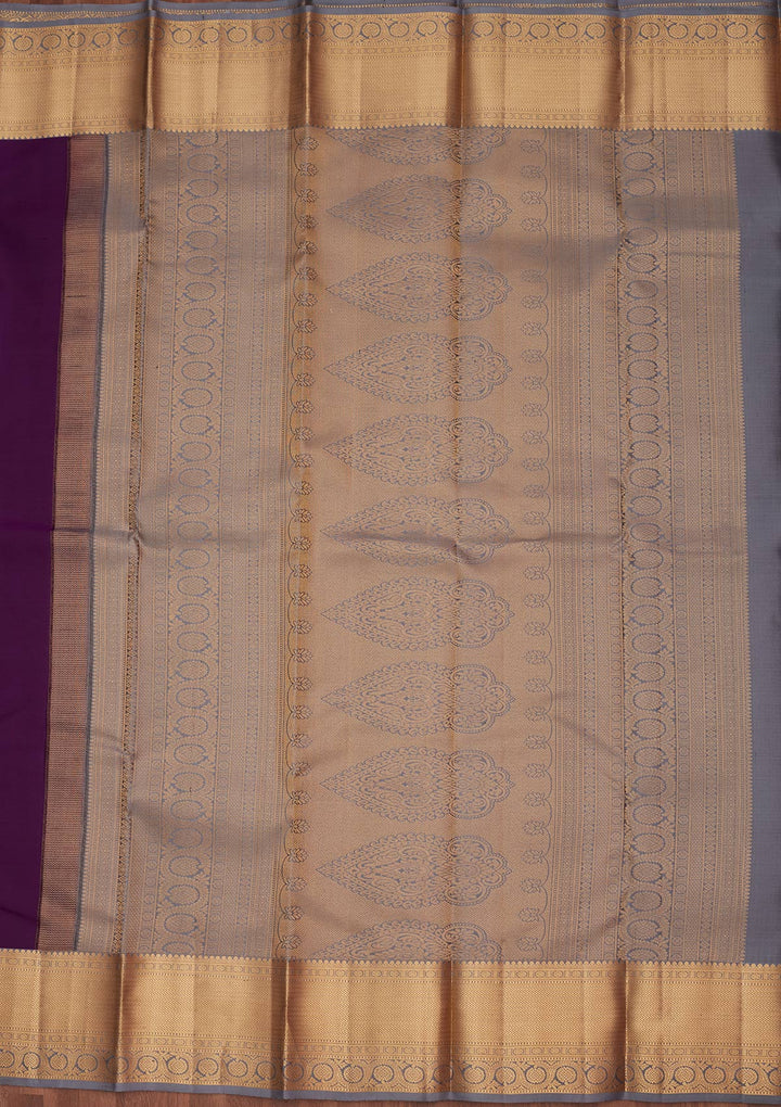 Purple Zariwork Pure Silk Saree-koskii