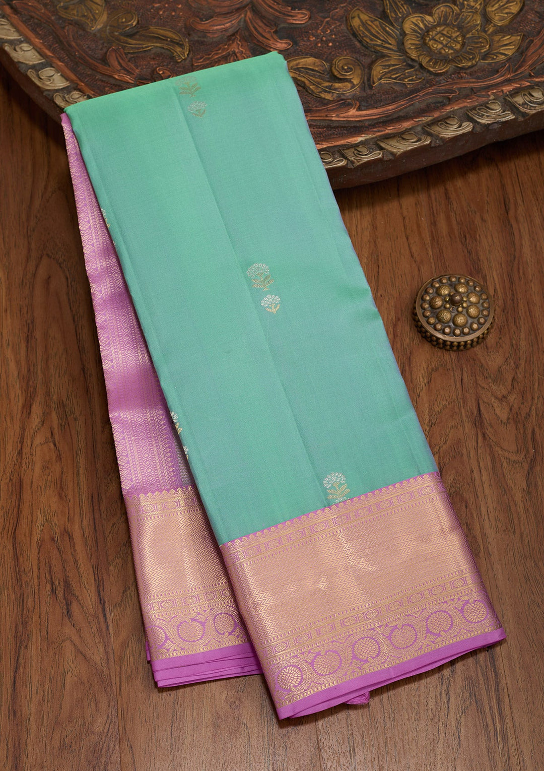 Rama Green Zariwork Pure Silk Saree-koskii