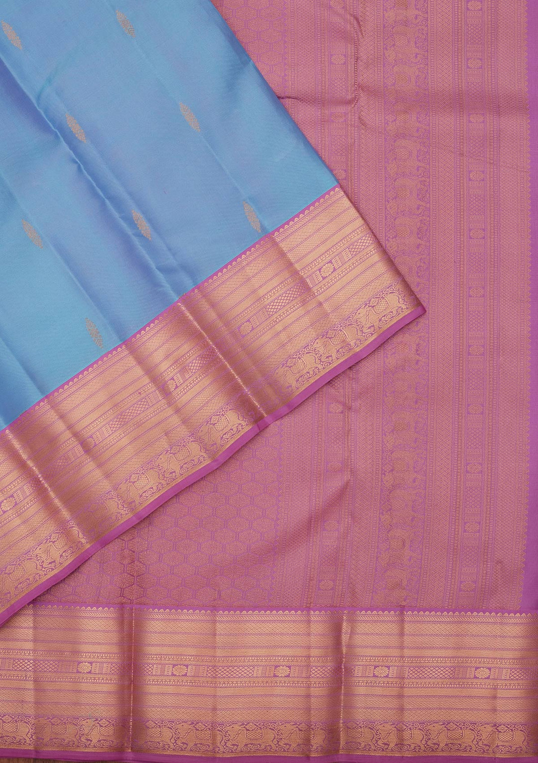 Blue Zariwork Pure Silk Saree-koskii