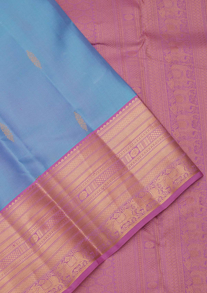 Blue Zariwork Pure Silk Saree-koskii