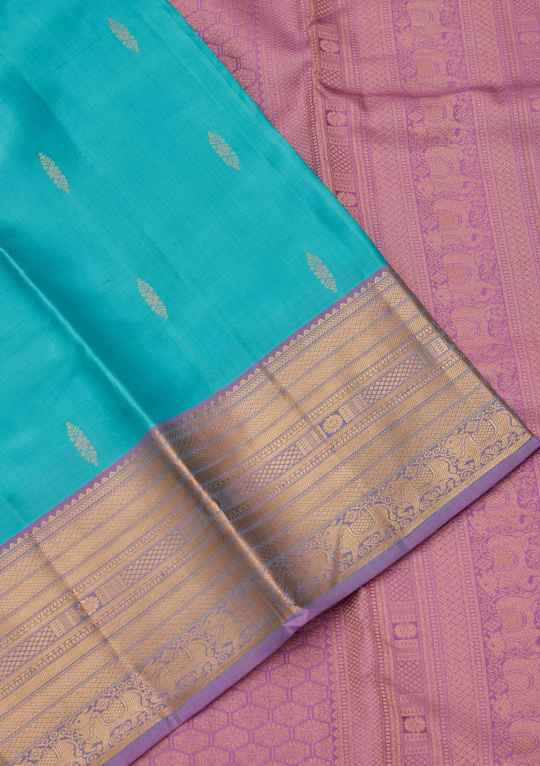 Turquoise Blue Zariwork Pure Silk Saree-koskii