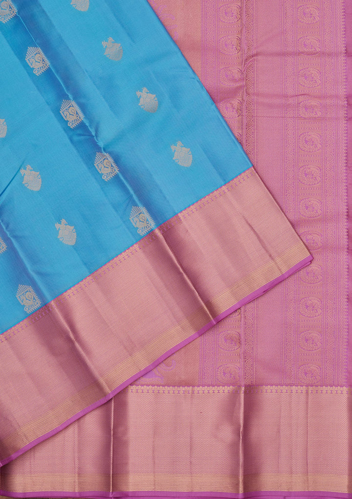 Blue Zariwork Silk Saree-koskii