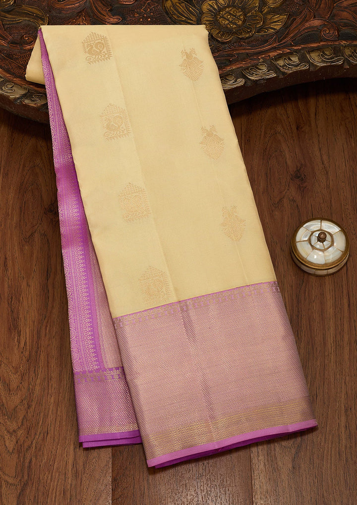 Lemon Yellow Zariwork Silk Saree-koskii