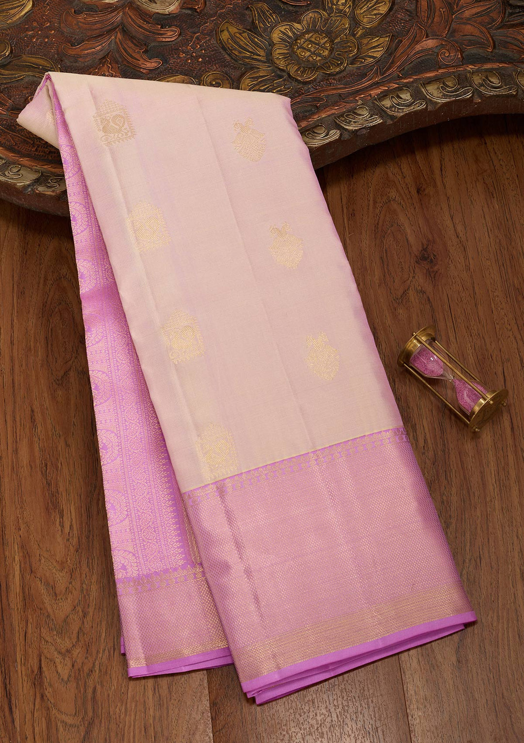 Onion Pink Zariwork Silk Saree-koskii