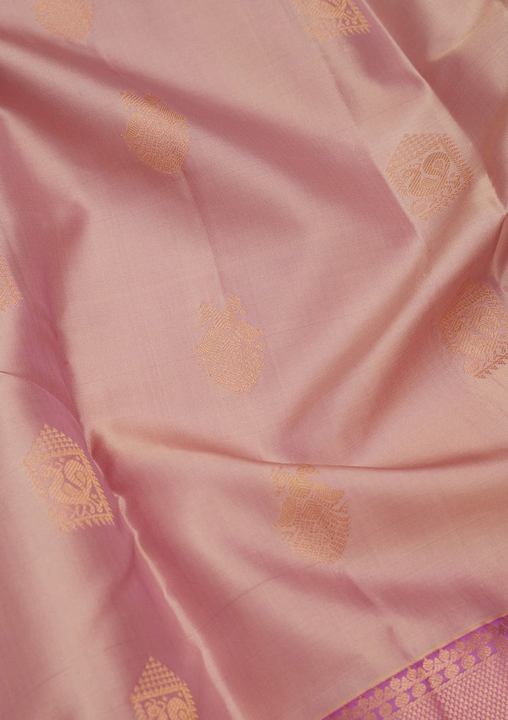 Onion Pink Zariwork Silk Saree-koskii