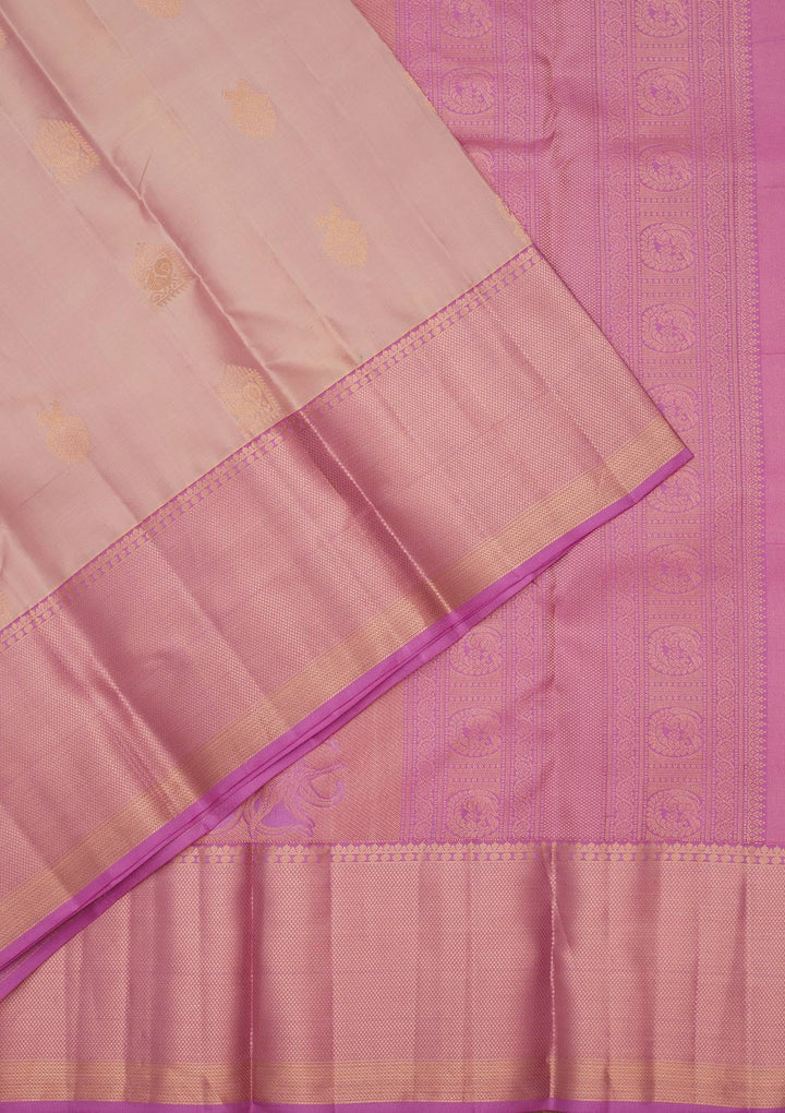 Onion Pink Zariwork Silk Saree-koskii