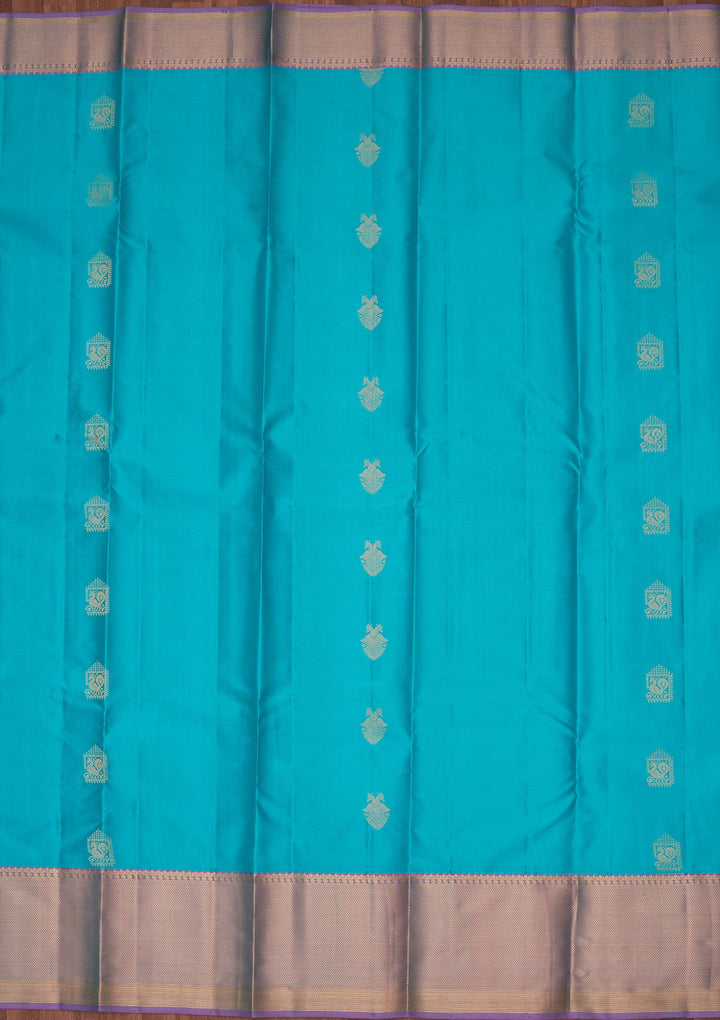 Turquoise Blue Zariwork Silk Saree-koskii