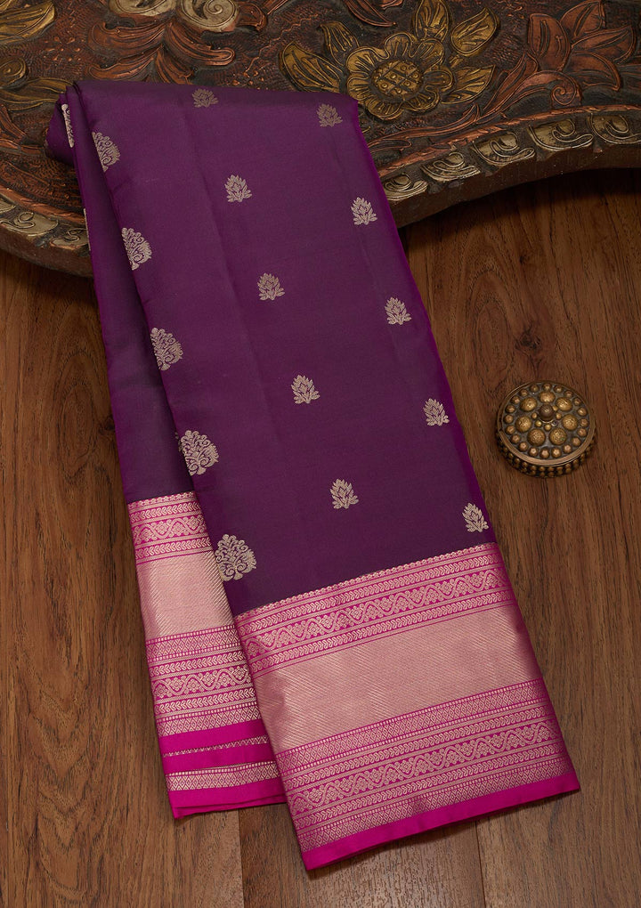 Purple Zariwork Silk Saree-koskii