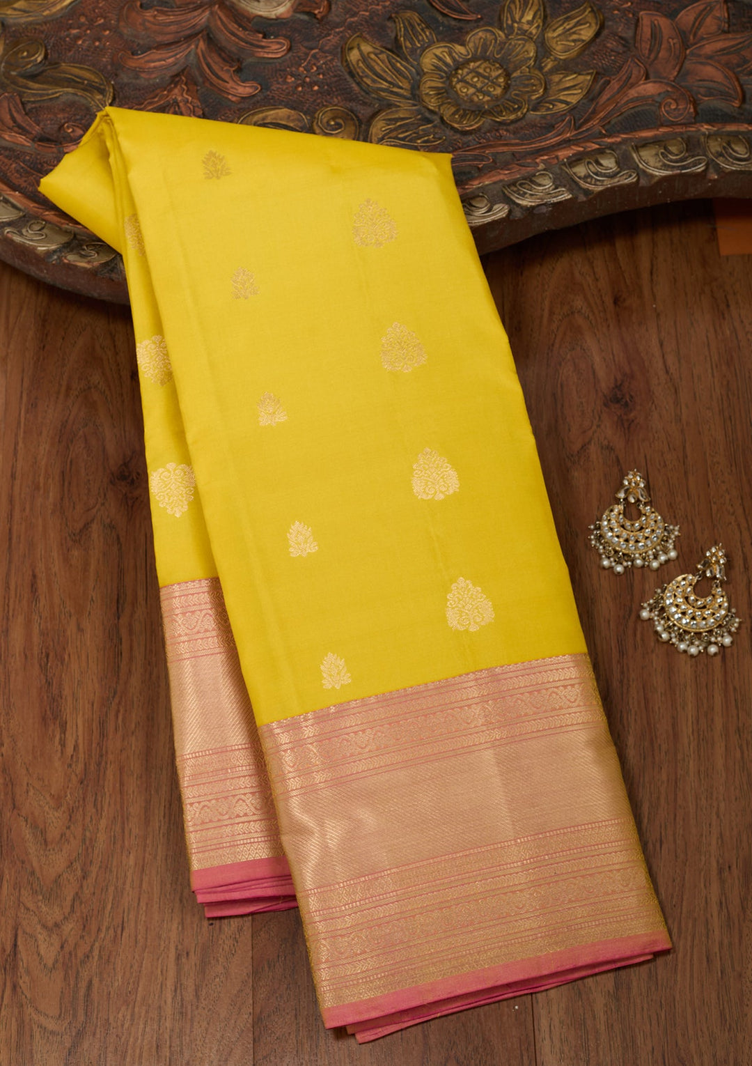 Yellow Zariwork Silk Saree-koskii