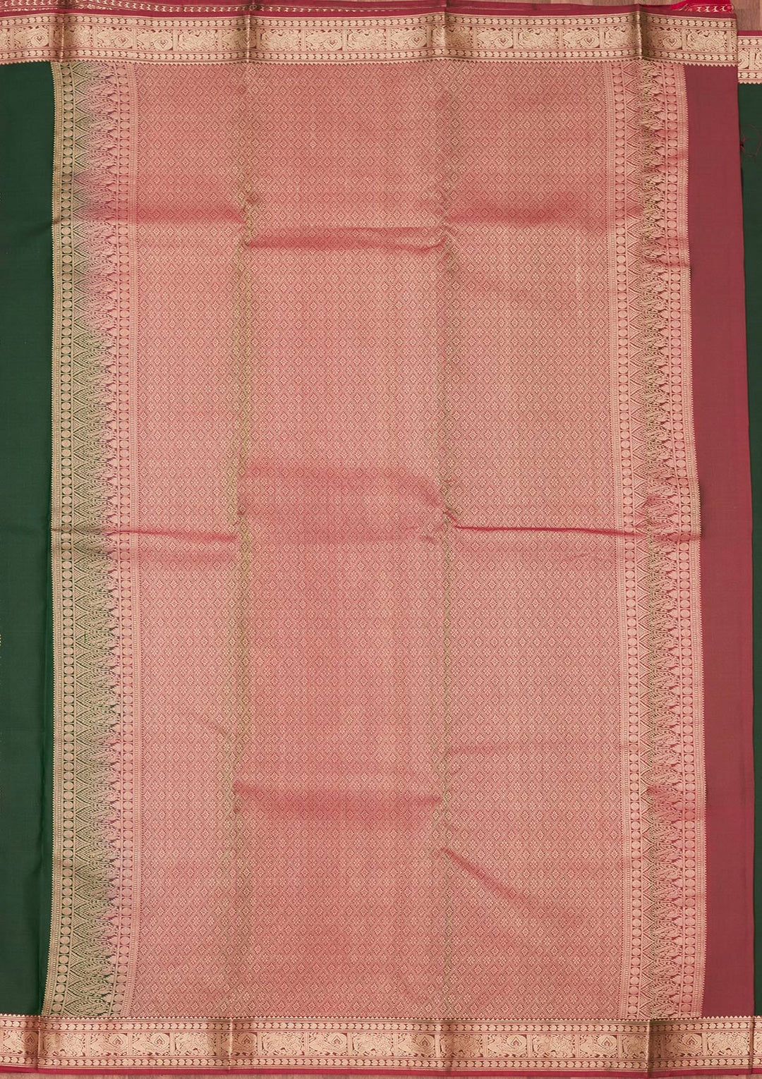 Bottle Green Zariwork Pure Silk Saree-koskii