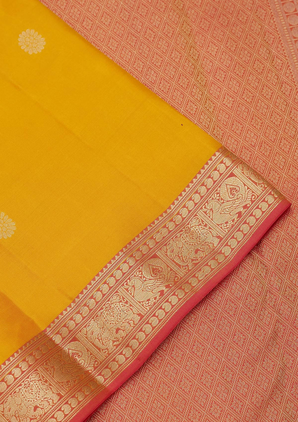Mustard Zariwork Pure Silk Saree-koskii