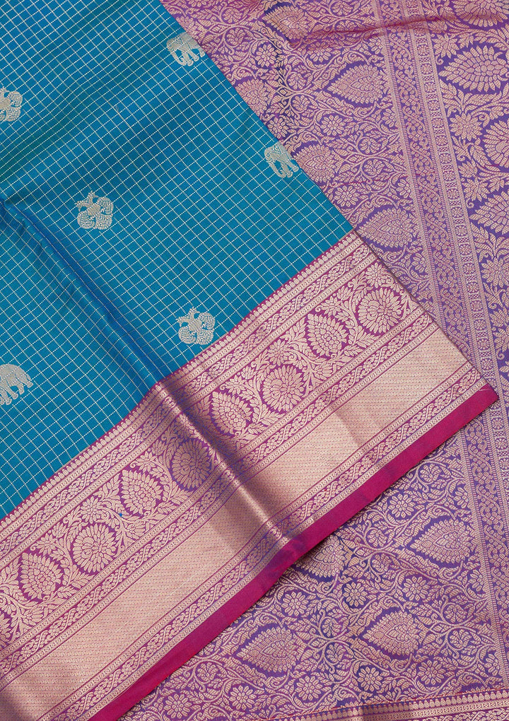 Rama Green Zariwork Pure Silk Saree-koskii