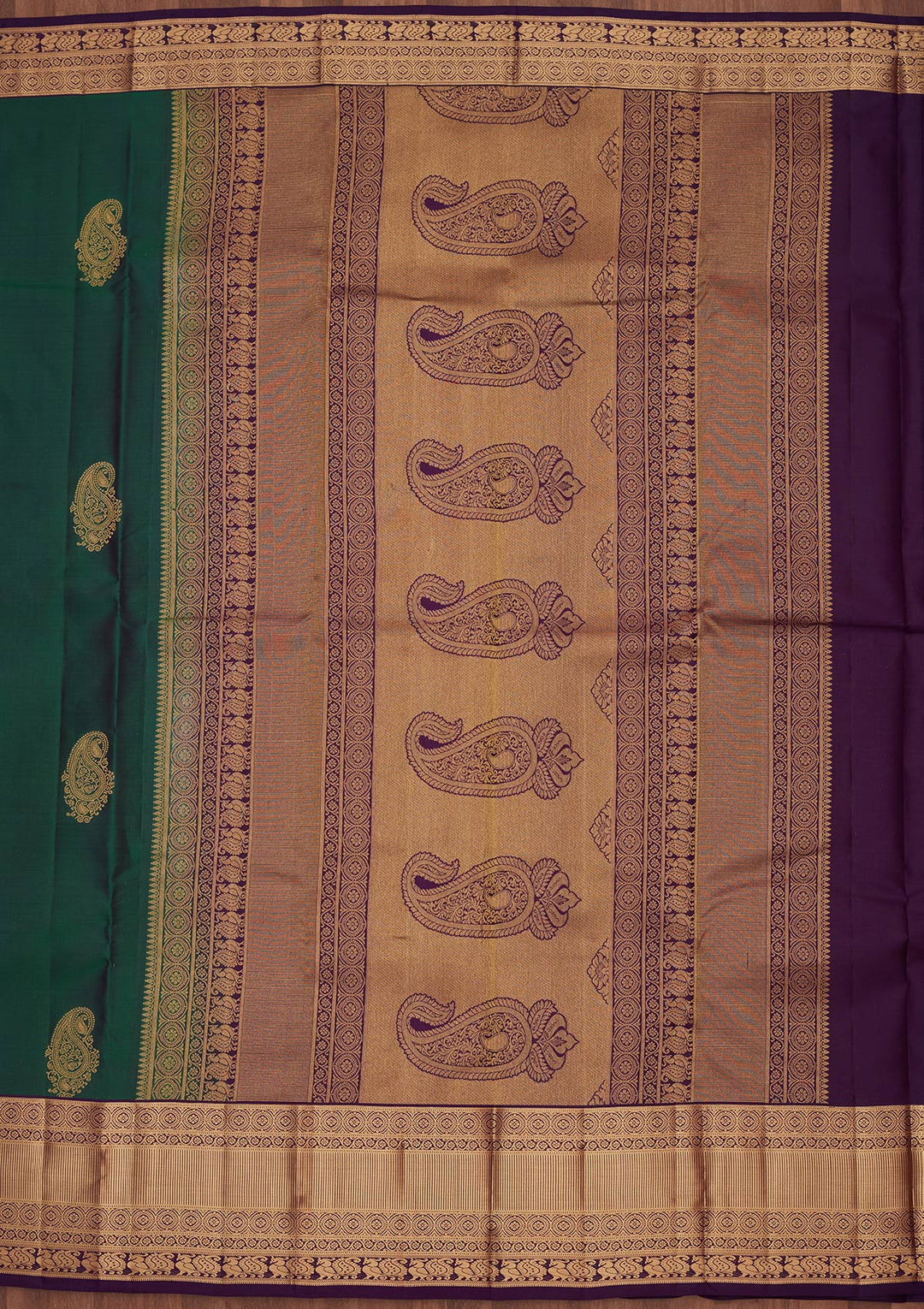 Bottle Green Zariwork Silk Saree-koskii